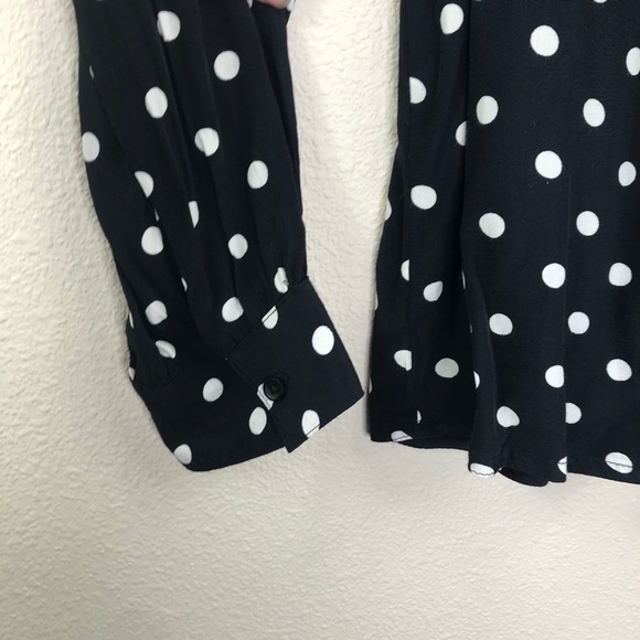 Something Navy Polka Dot Oversized Balloon Sleeve Button Down Size XS - Picture 5 of 8